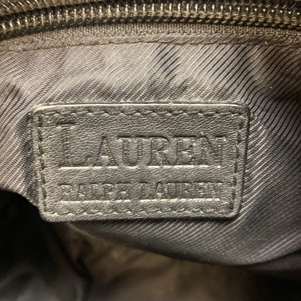 Vintage LAUREN Ralph Lauren Black Leather Small Hobo Shoulder Bag Purse Handbag - Image 7