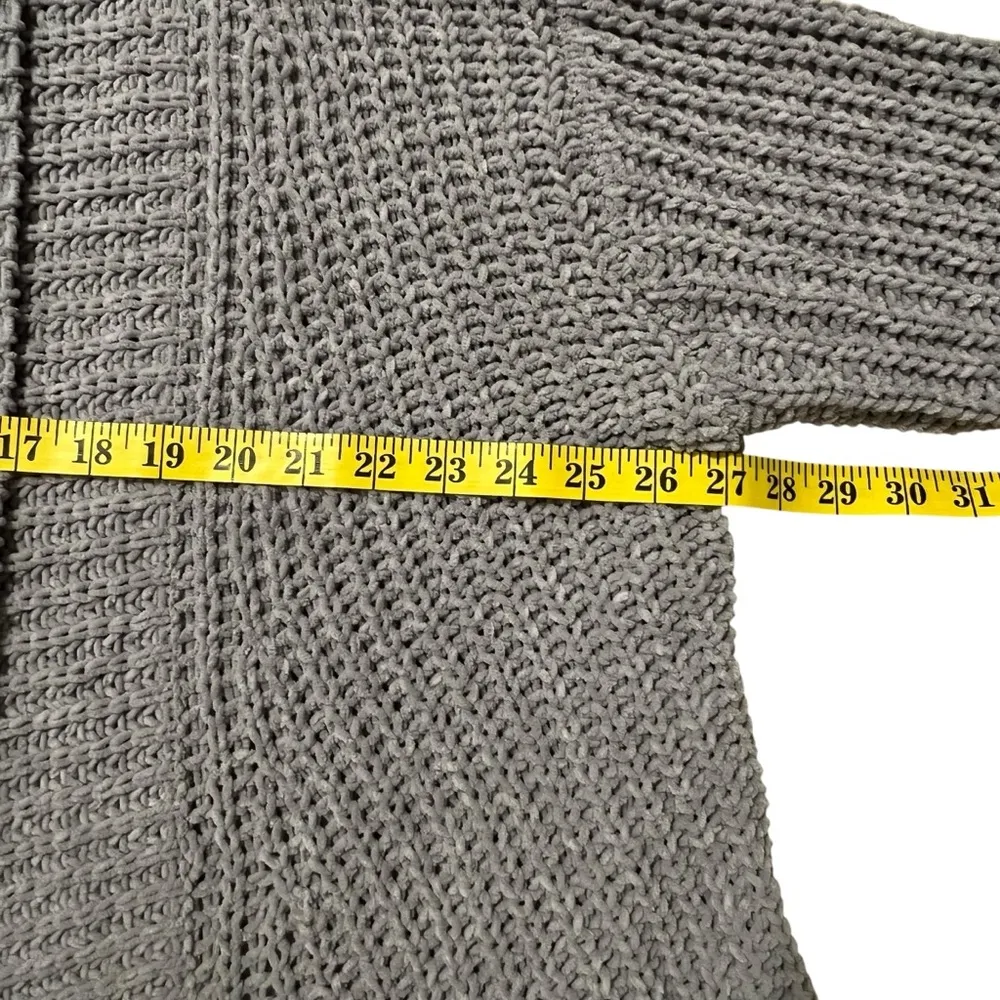 POL Chunky Chenille Knit Cardigan Grey Sz LARGE Oversized Crochet Cabincore Cozy - Image 4