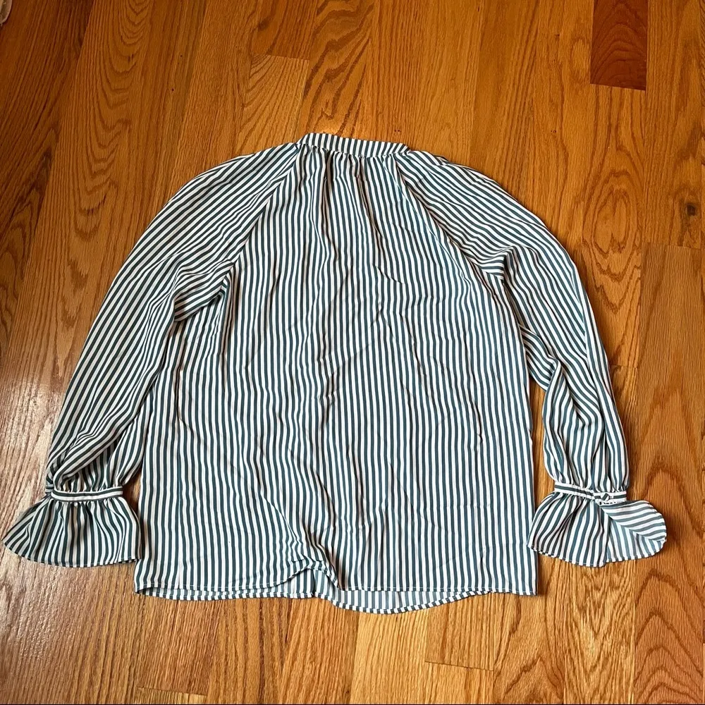 Ann Taylor petite striped shirred button down shirt size small petite - Image 6