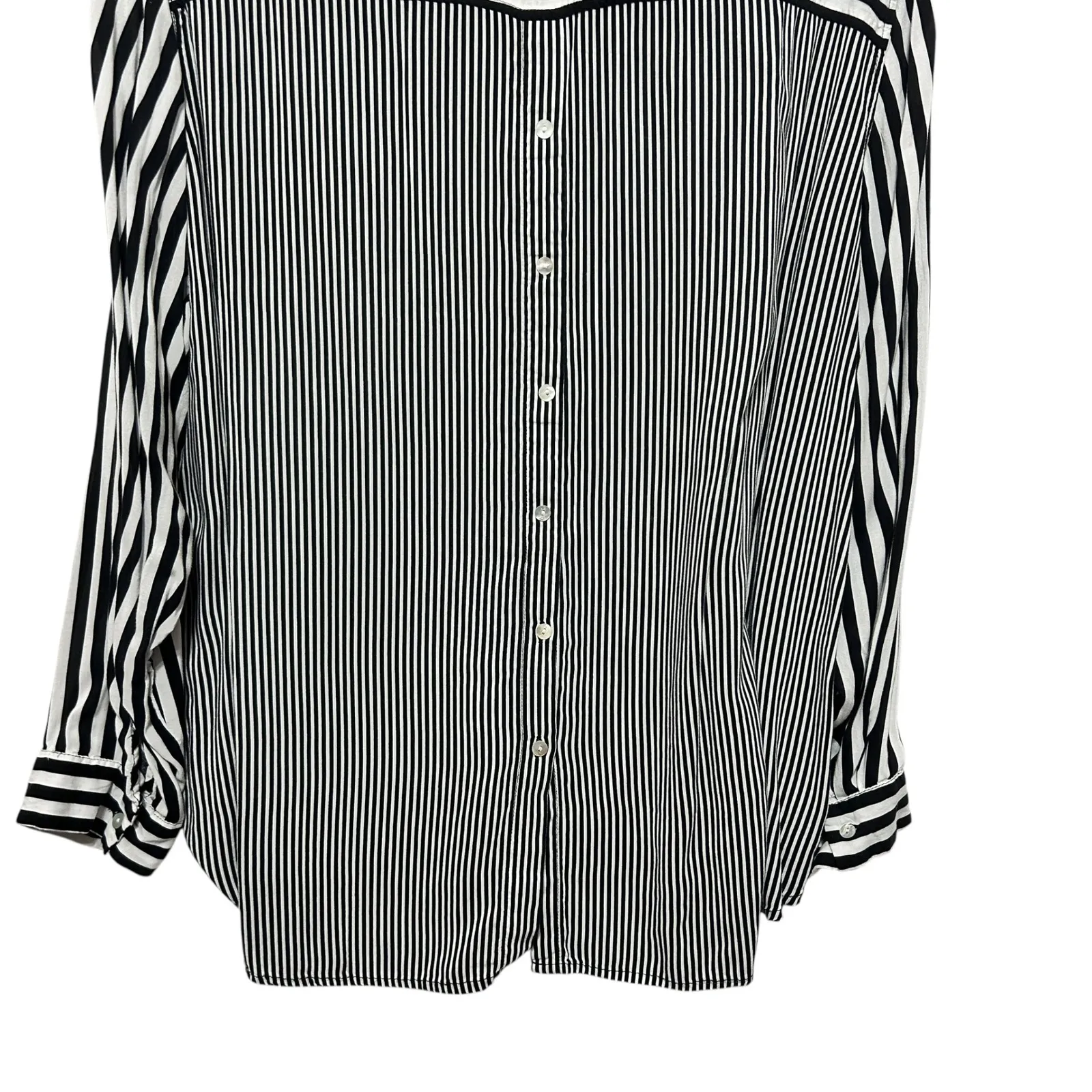 Jane And Delancey Women Top 2X Black White Striped Button Back Indie Sleaze Rock - Image 6
