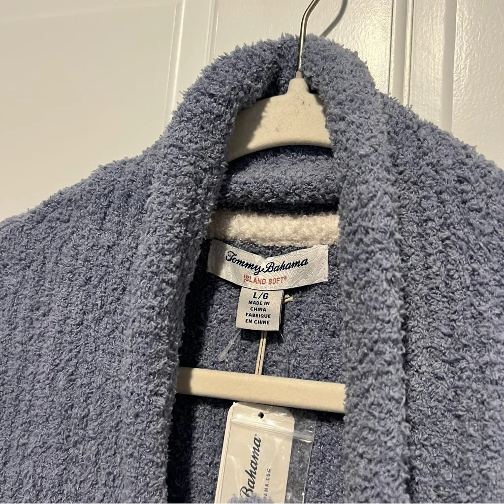 Tommy Bahama NWT Sea Swell Ribbed Cardigan Sweater Large Blue Evertide - Image 3