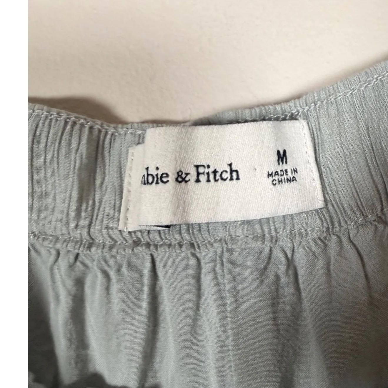 Abercrombie Fitch Womens Light Blue Crinkle Wide Leg Drawstring Pants Size M - Image 3