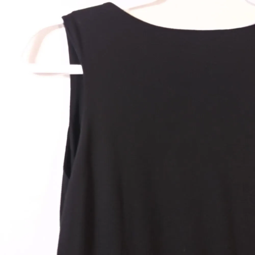 Le Lis Black Embroidered Dress Faux Wrap Bodice Size M - Image 5