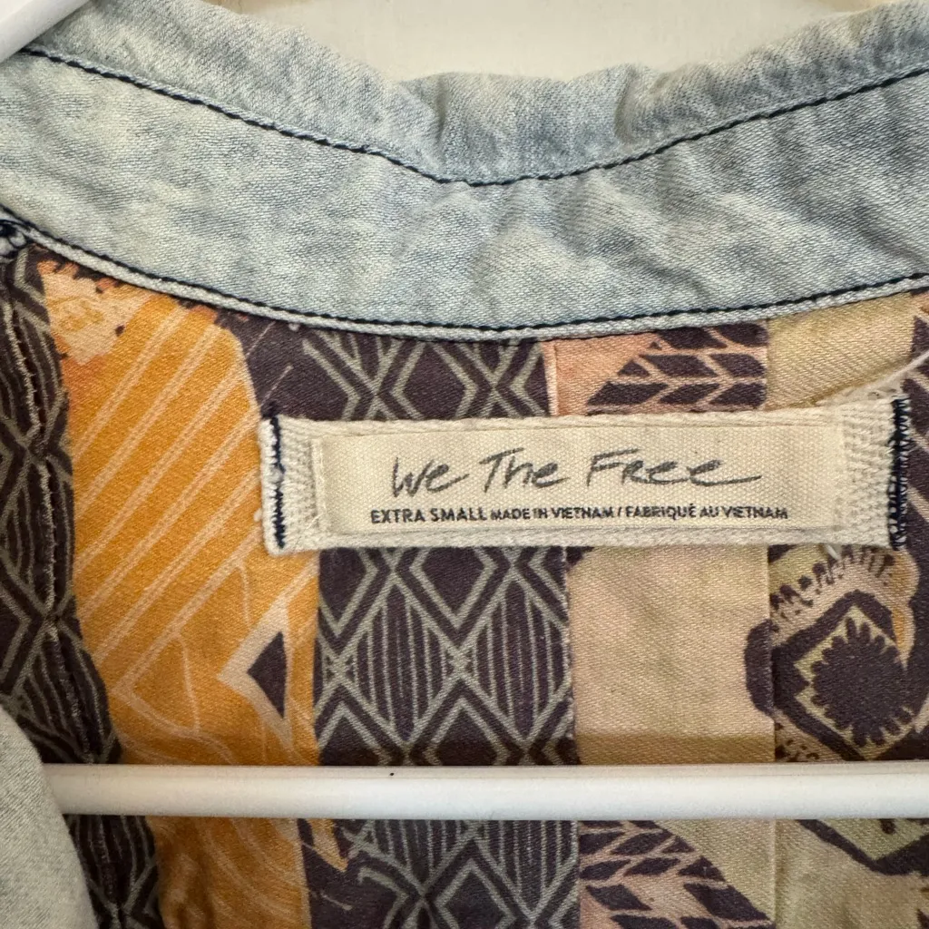 Free People patchwork denim oversized shacket size xs - Image 5