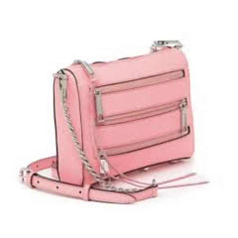 REBECCA MINKOFF Zip Crossbody Purse Baby Powder Pink Leather BALLETCORE BARBIE - Image 3