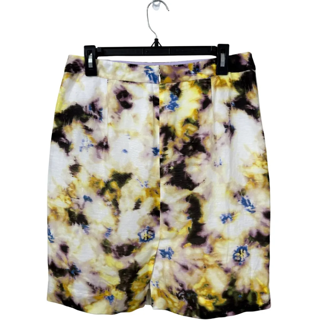 J. Crew Watercolor Tie Dye Linen Silk Mini Skirt Women's 8 Career Formal Preppy - Image 2