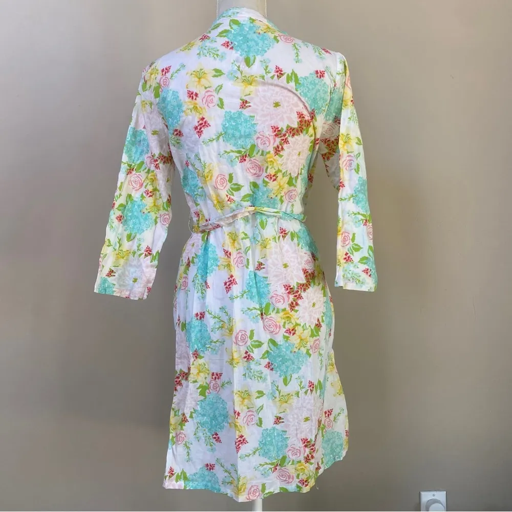 NWT The Paisley Box 100% cotton floral “Dahlia” print robe Size Small Blue - Image 7