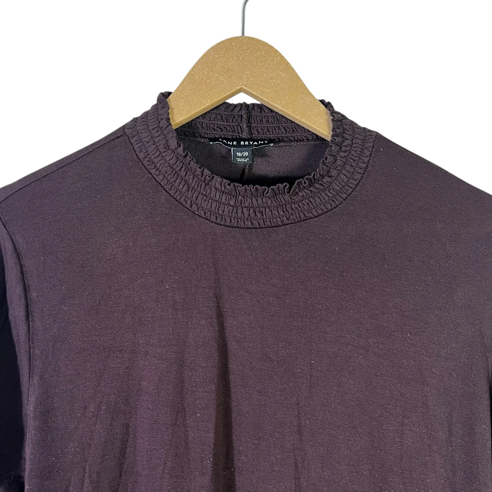 Lane Bryant Smocked Mock Neck Long Sleeve Tunic Top Womens 18/20 Purple Modest - Image 3