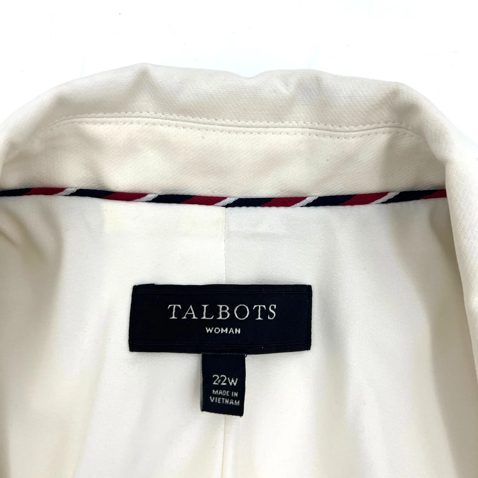 Talbots Woven Tipped Blazer Ivory Tuxedo Style - Image 3