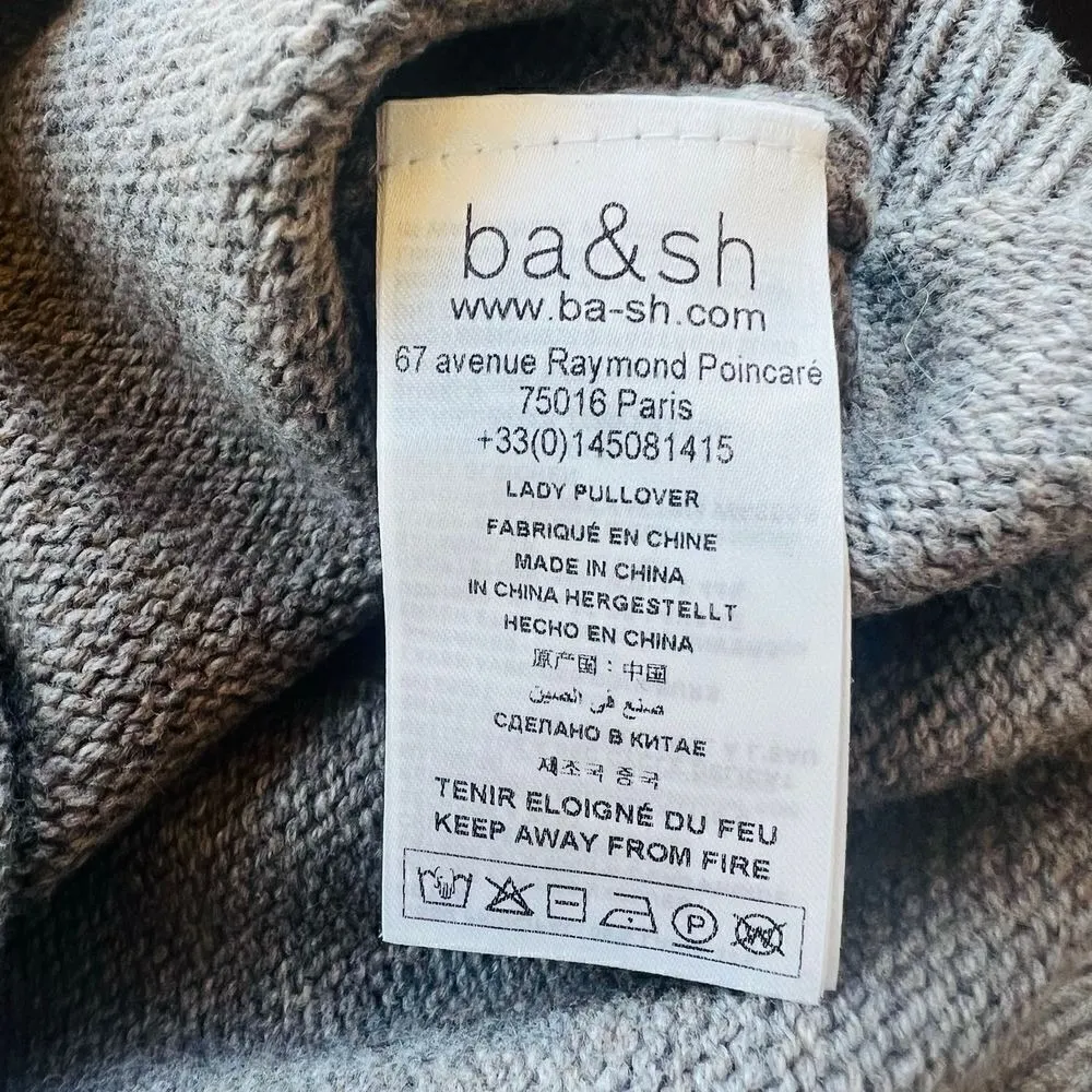BA&SH‎ Keane Lace-Up Cuff Wool & Cotton Sweater, Tan, Size Small, DESIGNER, NWT - Image 7