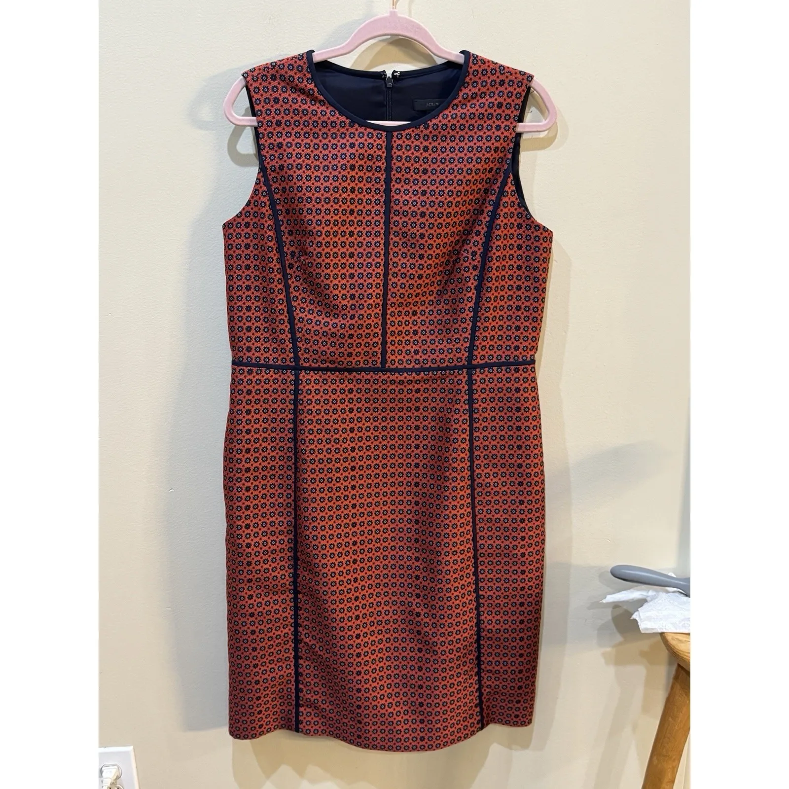 J. Crew Sleeveless Sheath Dress Size 14 Business Casual Office Geometric Paneled - Image 3