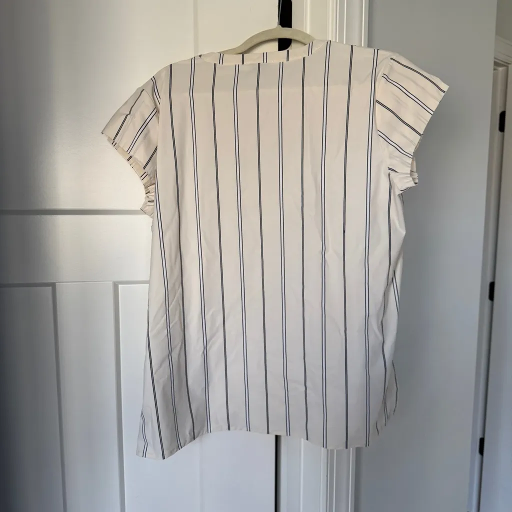 Lysse Stripe Short Sleeve Ivory Button Down Short sleeve Top - Image 5