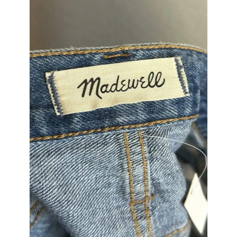 Madewell Rigid Denim A-Line Skirt Mini Raw Hem Medium Wash Plus Size 32 NWT - Image 5