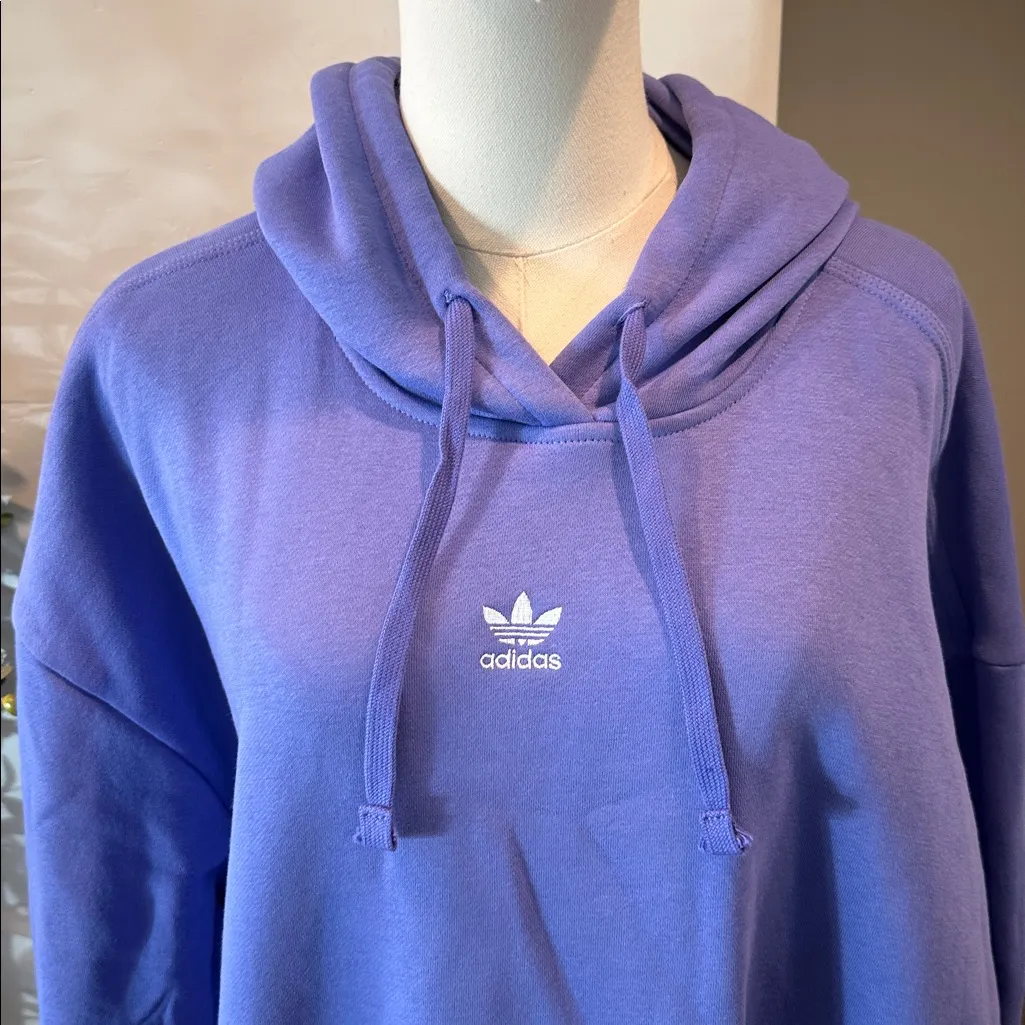 Adidas Essentials Oversized Purple Fleece Hoodie New! - Image 8