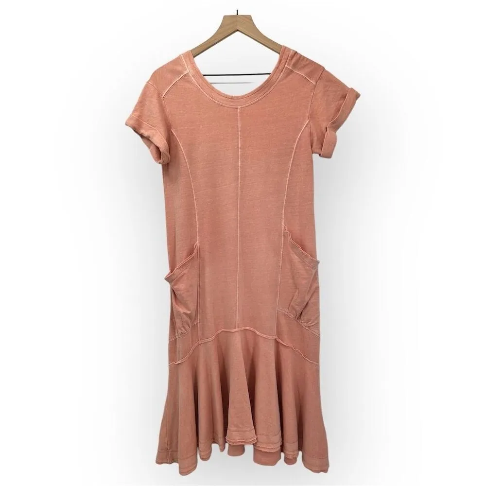 Anthropologie Joella Midi Dress Pink Asymmetrical Ruffle XS Cotton - Image 4