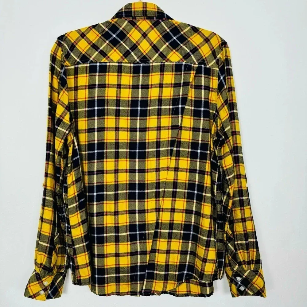 Pistola Revolve Yellow Plaid Button Down‎ Flannel Long Sleeve Top Medium - Image 7