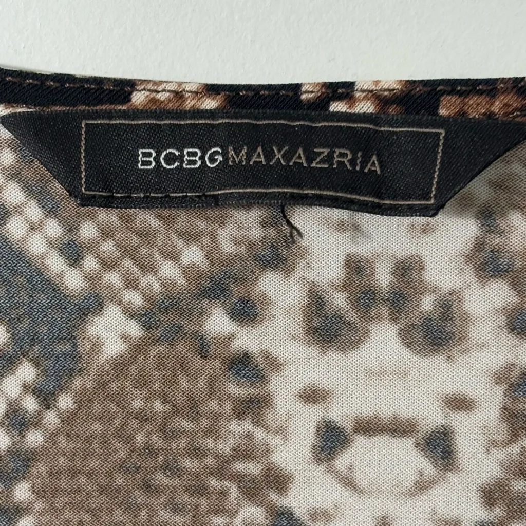 BCBG MAX AZRIA $178 Slinky Stretch Malena Snake True Wrap Dress Small Repile - Image 3