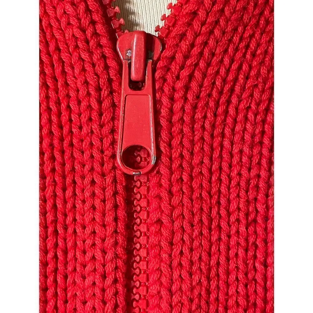 Esprit Vintage (Deadstock) Full Zip Long Sleeve 100% Cotton Mock Collar Red Card - Image 5