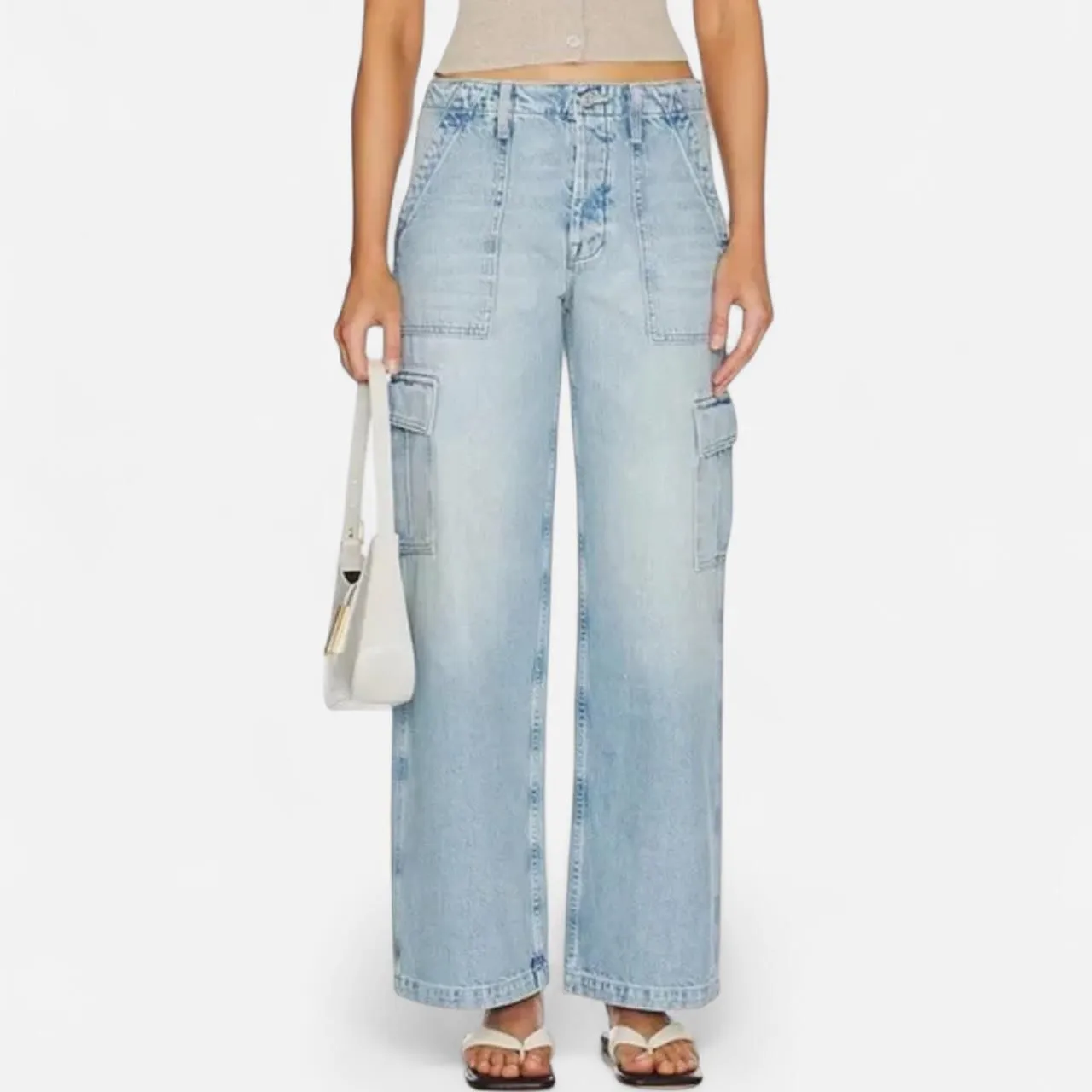 Mother The Spinner Cargo “Nerdy in Let’s Bounce” Light Wash Utility Jeans 26 Blue - Image 3