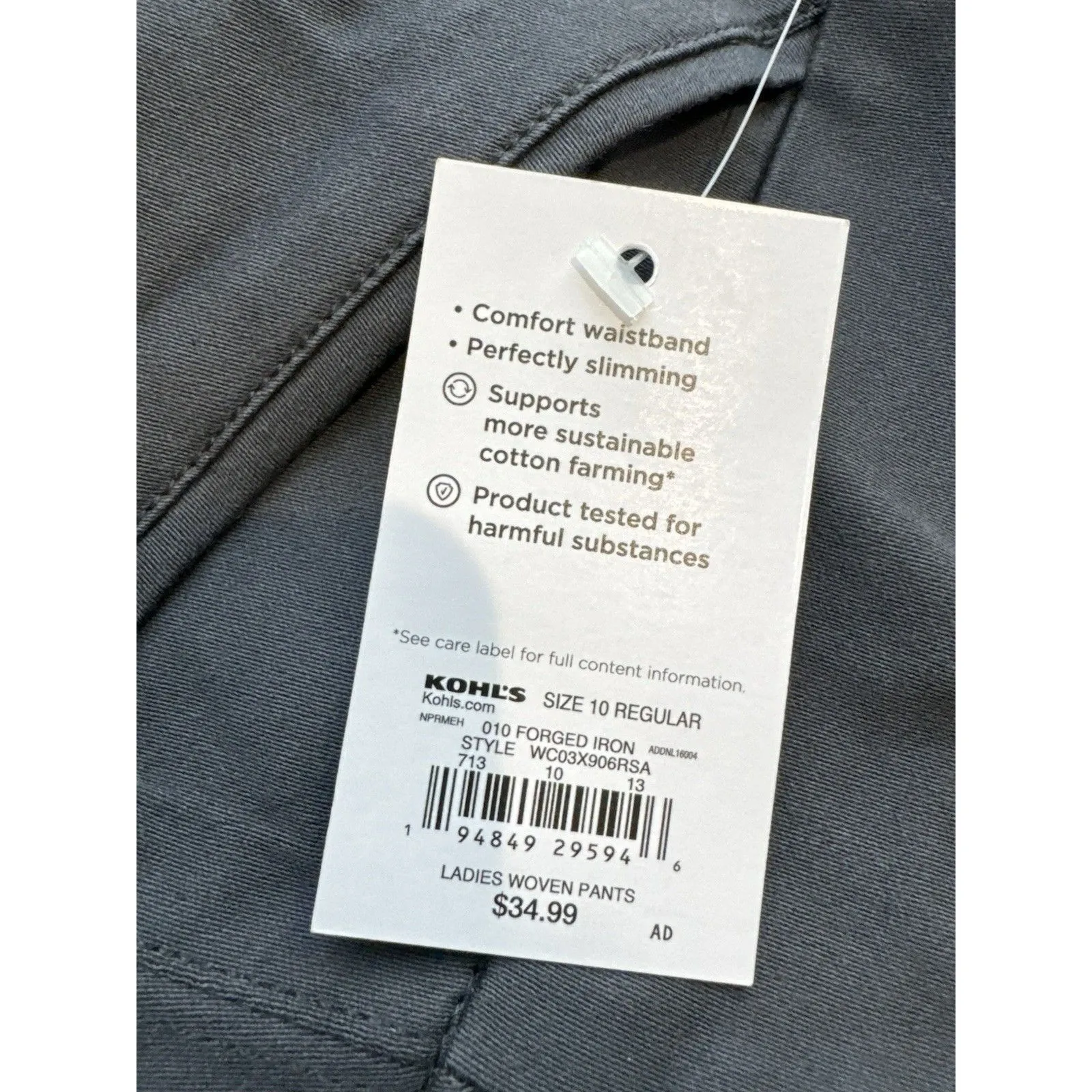 Croft & Barrow Effortless Stretch Womens Dress Pant Gray Pull On Straight 10R - Image 7