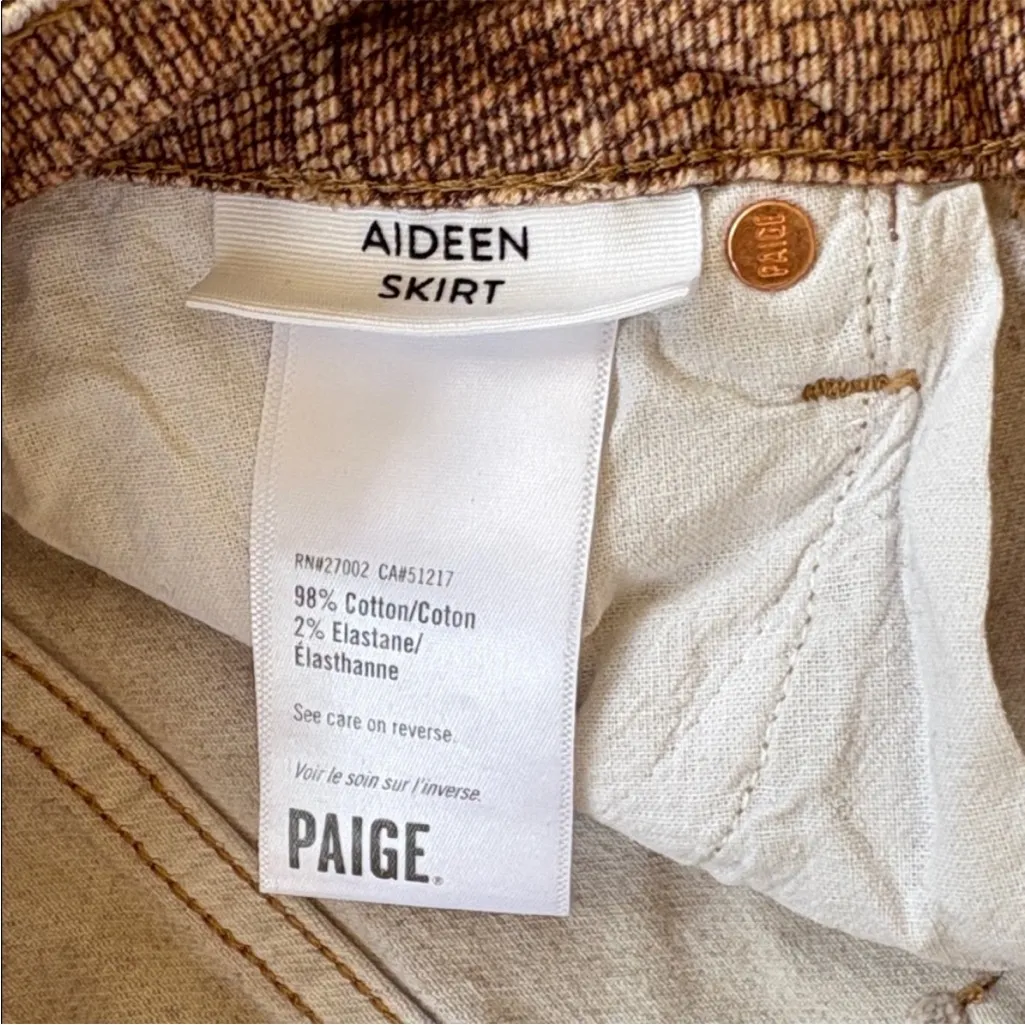 EUC PAIGE Aideen Raw Hem Denim Skirt Bronze Viper Print Size 25 Retail @ $128.00 - Image 6
