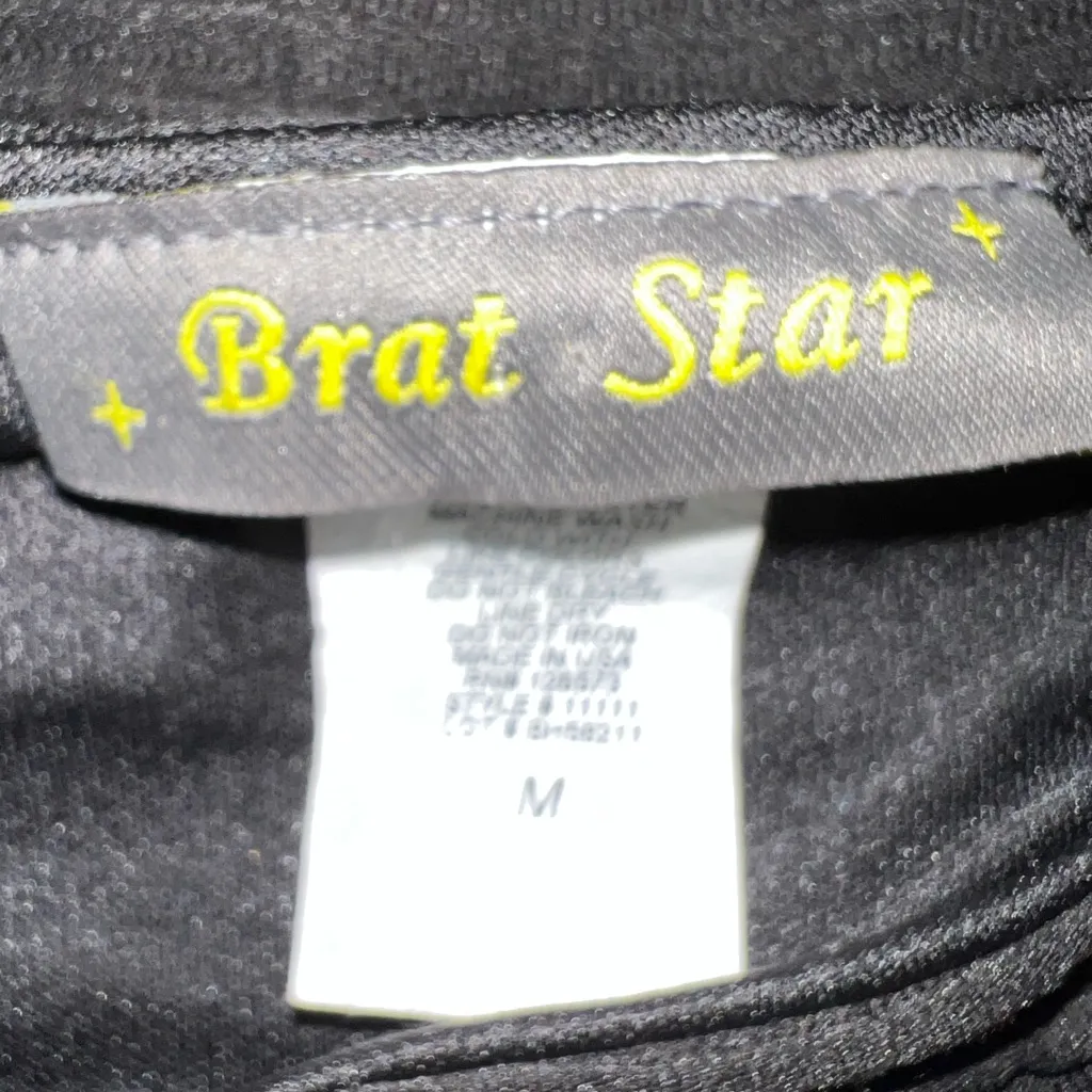 Brat Star On/ off Shoulder Black Textured Dress - Image 10