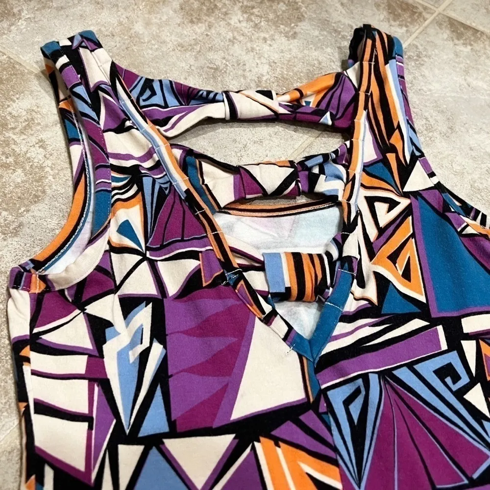 Forever 21 geometric multicolored long tunic tank top purple blue orange pink - Image 8