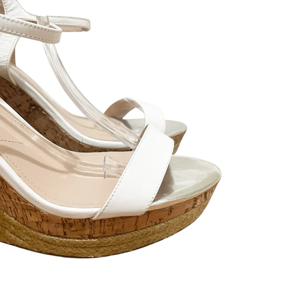Charles By Charles David Arizona Cork Espadrille Wedge Sandals White Women 11M - Image 3