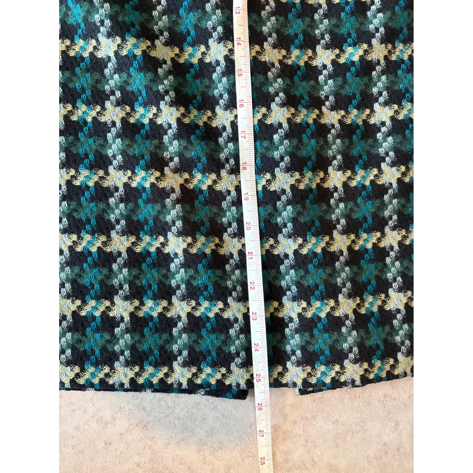 Pendleton Wool Skirt Size 10 Houndstooth Tweed Teal Black Vintage Made in USA - Image 8