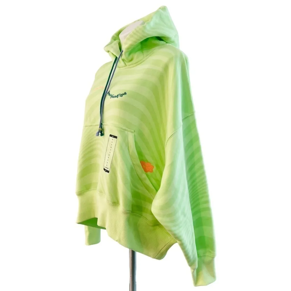NIKE Mind Over Matter Show Yourself Love Cropped Neon Green Hoodie Size L NEW - Image 2