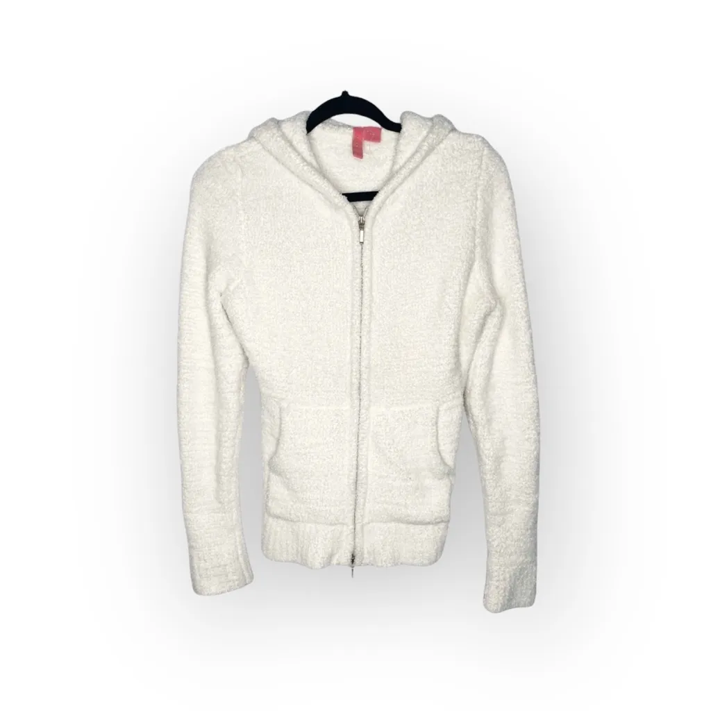 new Charlotte Tarantola π Fluffy Zipper Hoodie π Faux Sherpa π Winter White Size L - Image 3