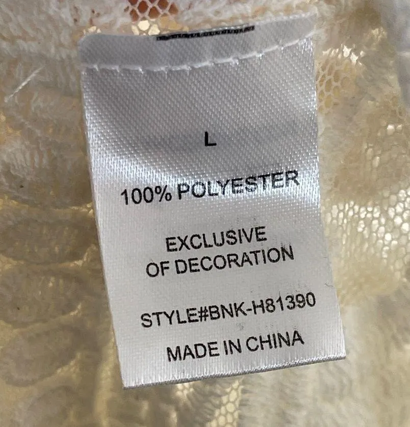 NWT Dizzy Lizzy Women's Sheer Lace Cream Embroidered Mesh Flyaway Kimono White Size L - Image 13