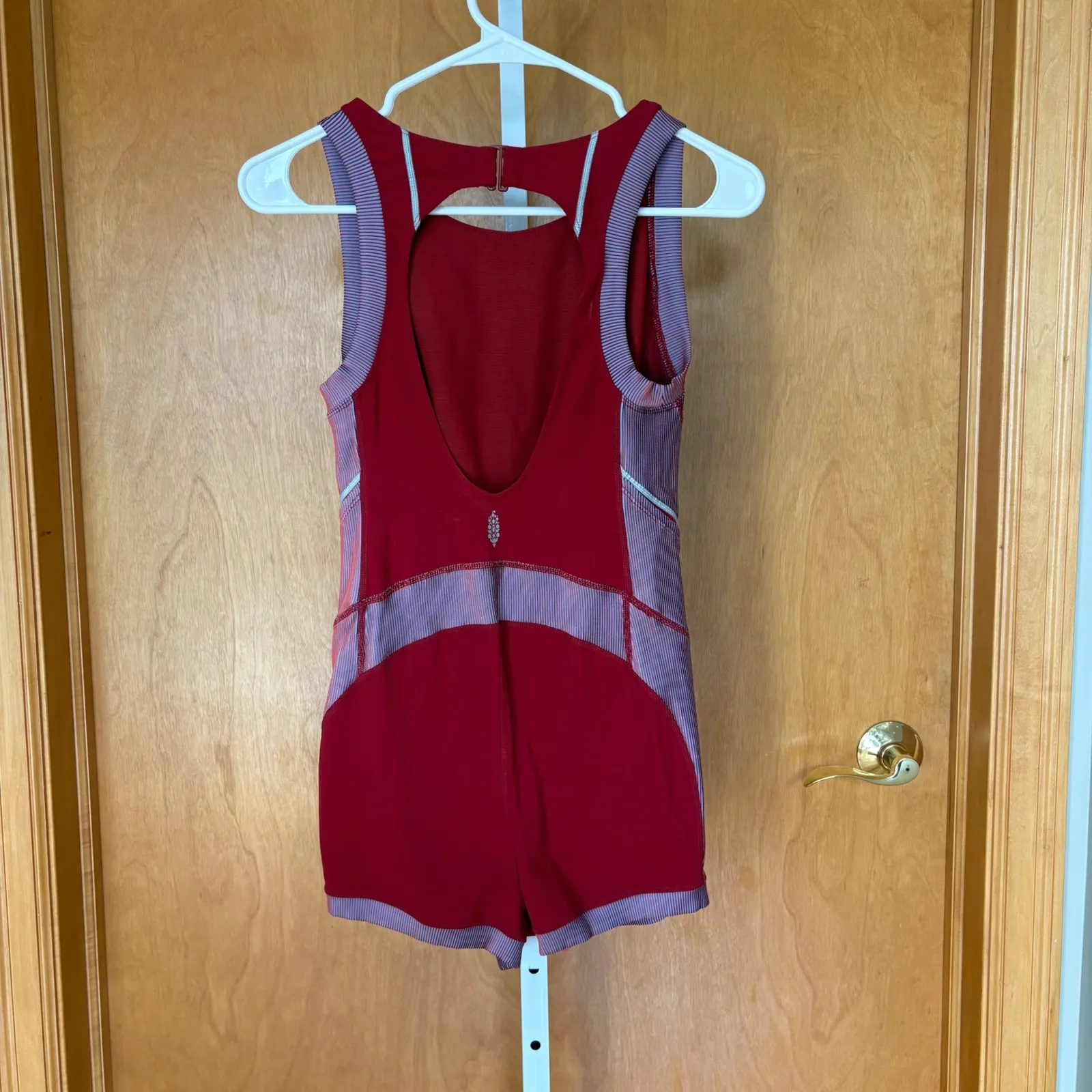 Free People Movement Red Romper Dress Striped Athletic Sleeveless‎ Small - Image 2