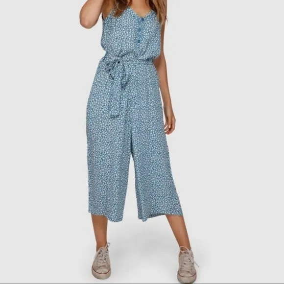 Billabong Florida Blue Haze Floral Cropped Jumpsuit 10 - Image 10