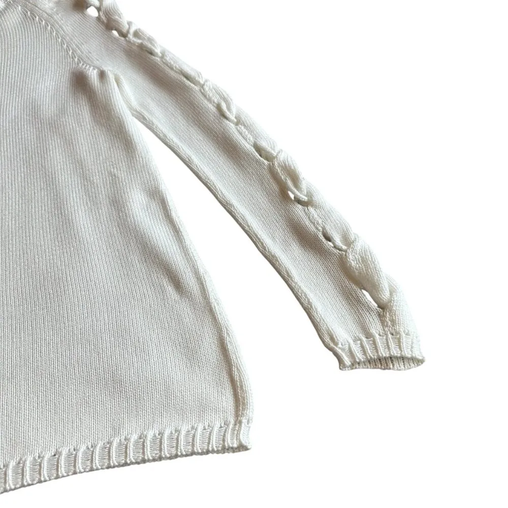 Per Se by Carlisle White Woven Pullover Sweater Cutout Sleeves Size XS NWT - Image 8