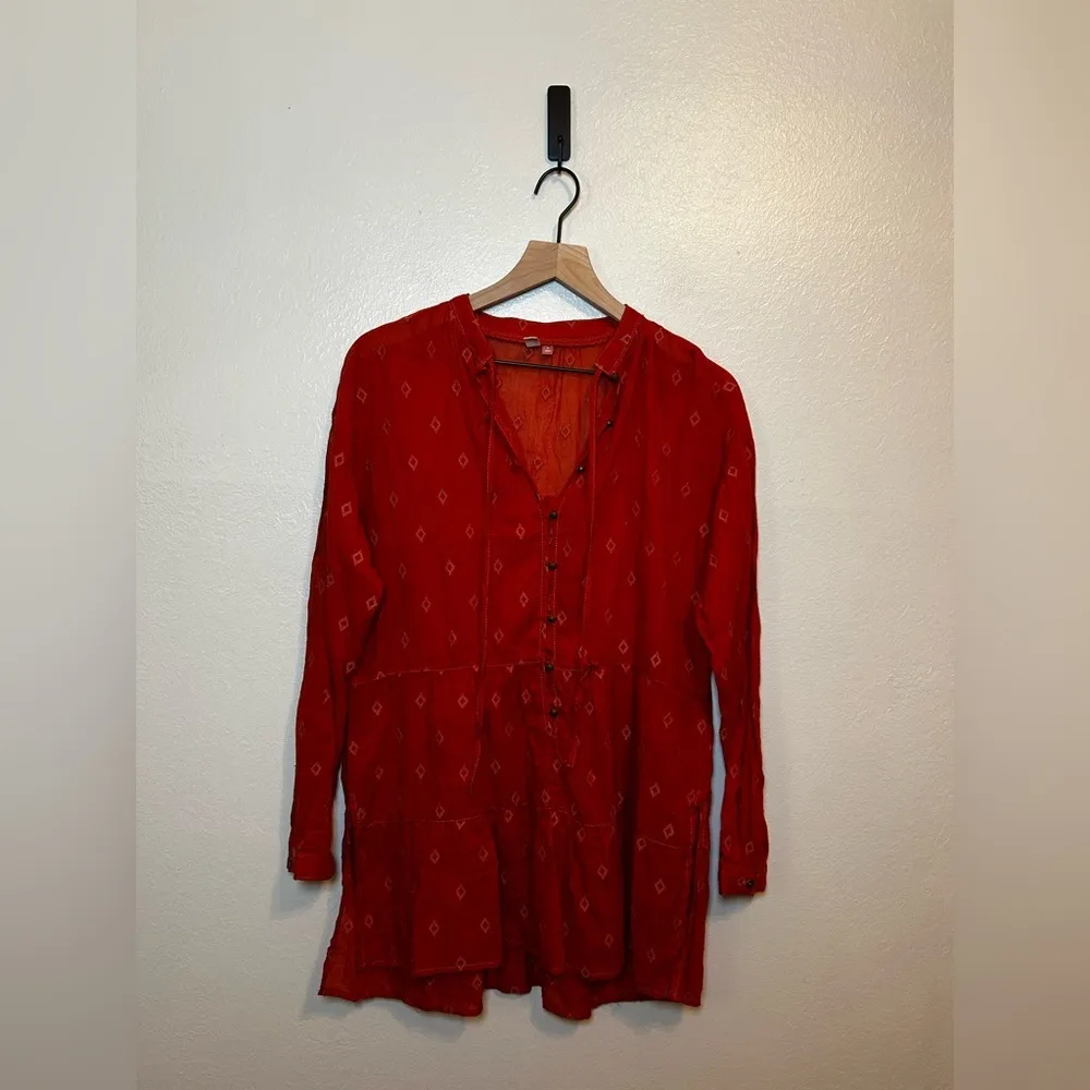 Anthropologie Pilcro‎ Embroidered 100% Cotton Tiered Tunic Blouse - Image 2