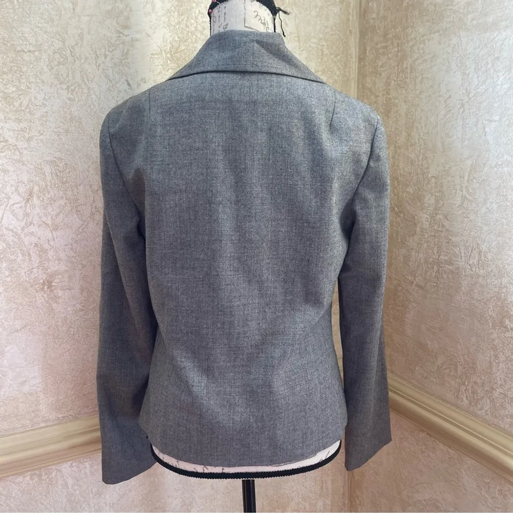 TORY BURCH 100% Wool Gray Blazer Jacket Academia Office Career Business Size 6 - Image 6