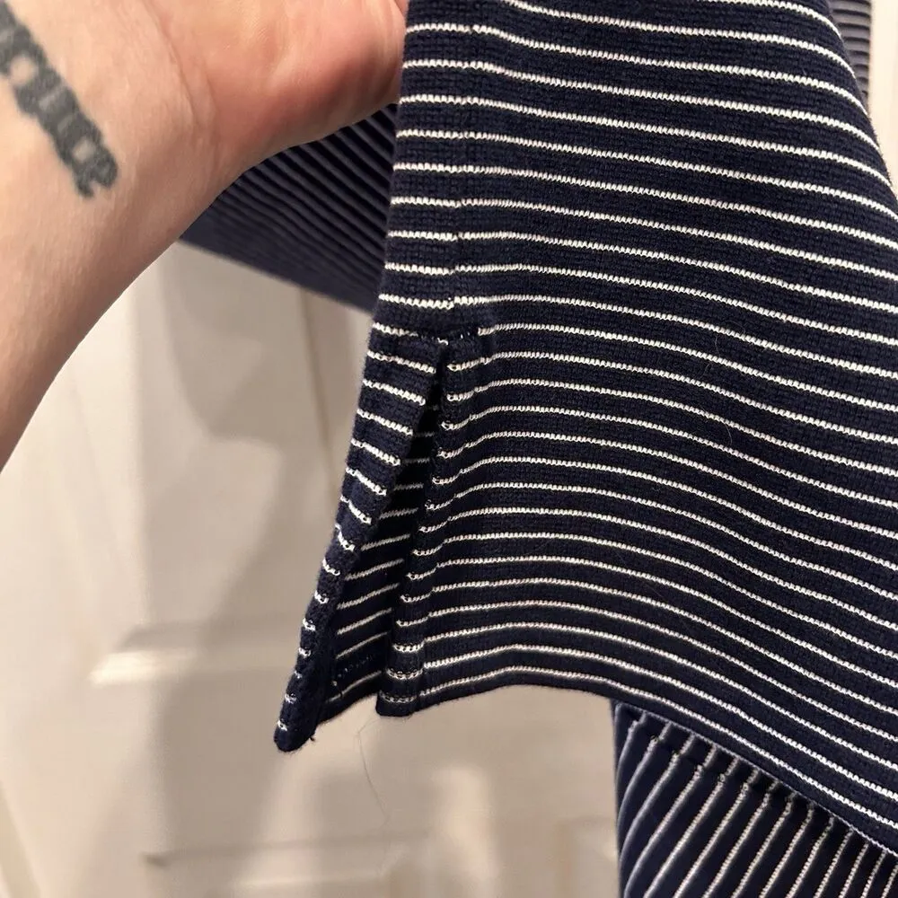 J. CREW Sleeveless Dress Small‎ Navy White Striped Cotton Stretch Nautical Style Blue - Image 3