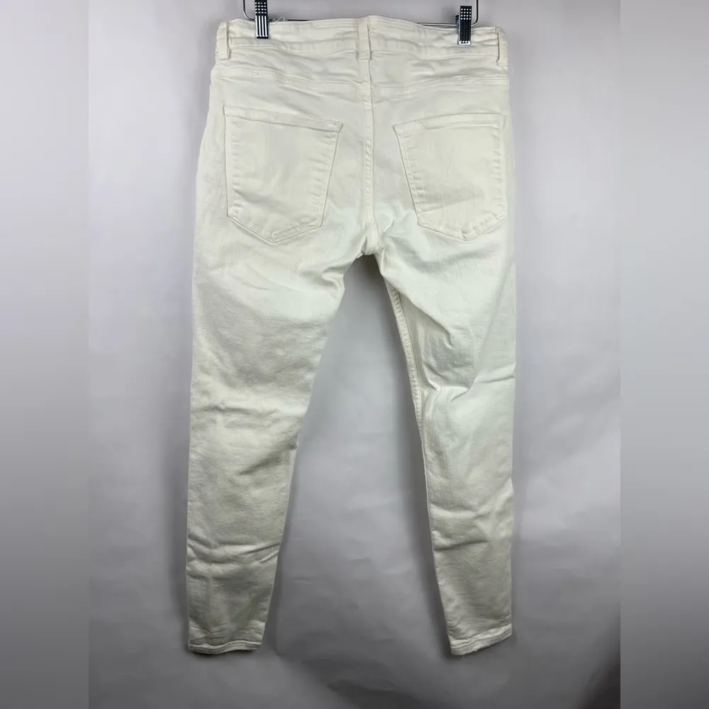 Zara Jeans, White Distressed Denim, Cotton Stretch, Skinny Fit, Ripped Casual - Image 7