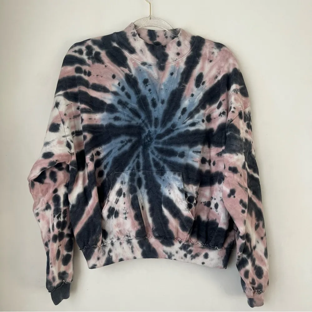 Pink Gray Blue Fleece Tie Dye Mock Neck Sweatshirt M Multiple Size M - Image 2