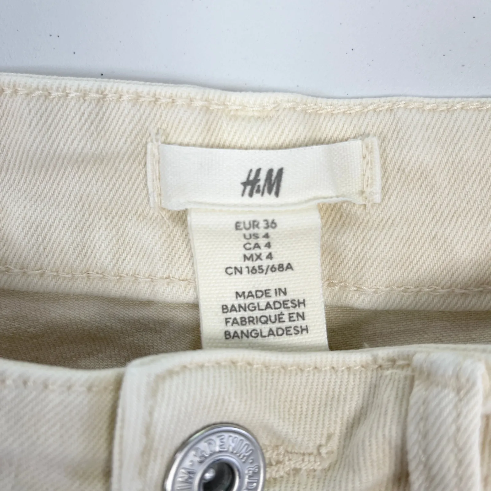 H&M‎ Womens Jeans 4 High Rise Straight Leg Cream Minimalist Core Street Normcore - Image 5