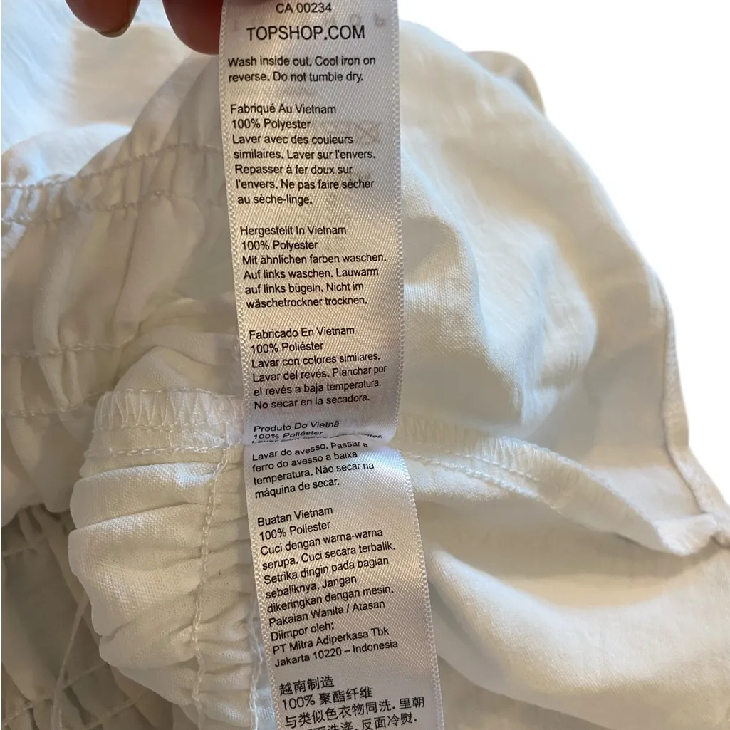 Top shop off White Camisole Peplum tie straps bow milkmaid cottagecore tank top - Image 8