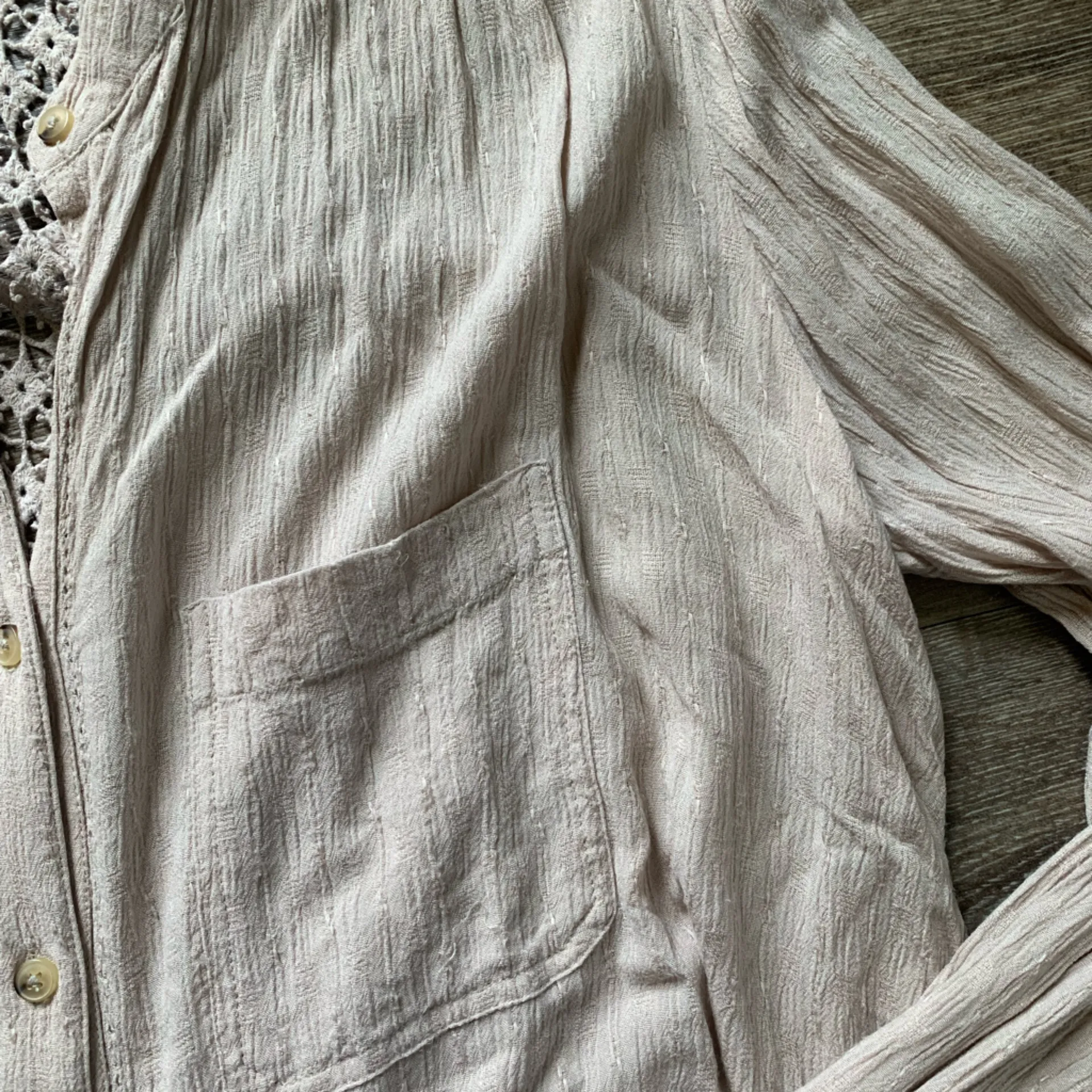 Free People  Cream Button Down Shirt with Lace Accents - Image 4