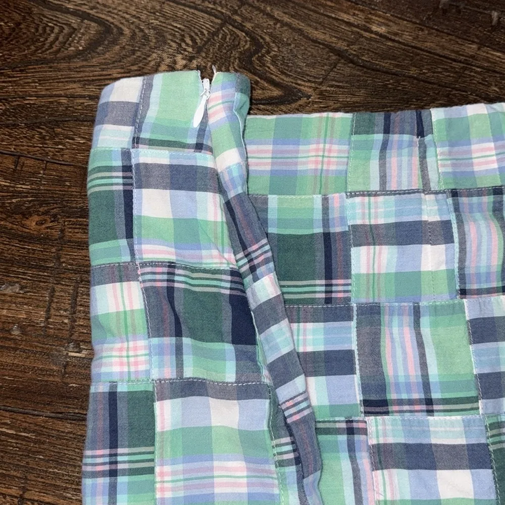 Talbots Madras Plaid A-Line Skirt Size 4 Cotton Canvas Blue Green Preppy Coastal - Image 5