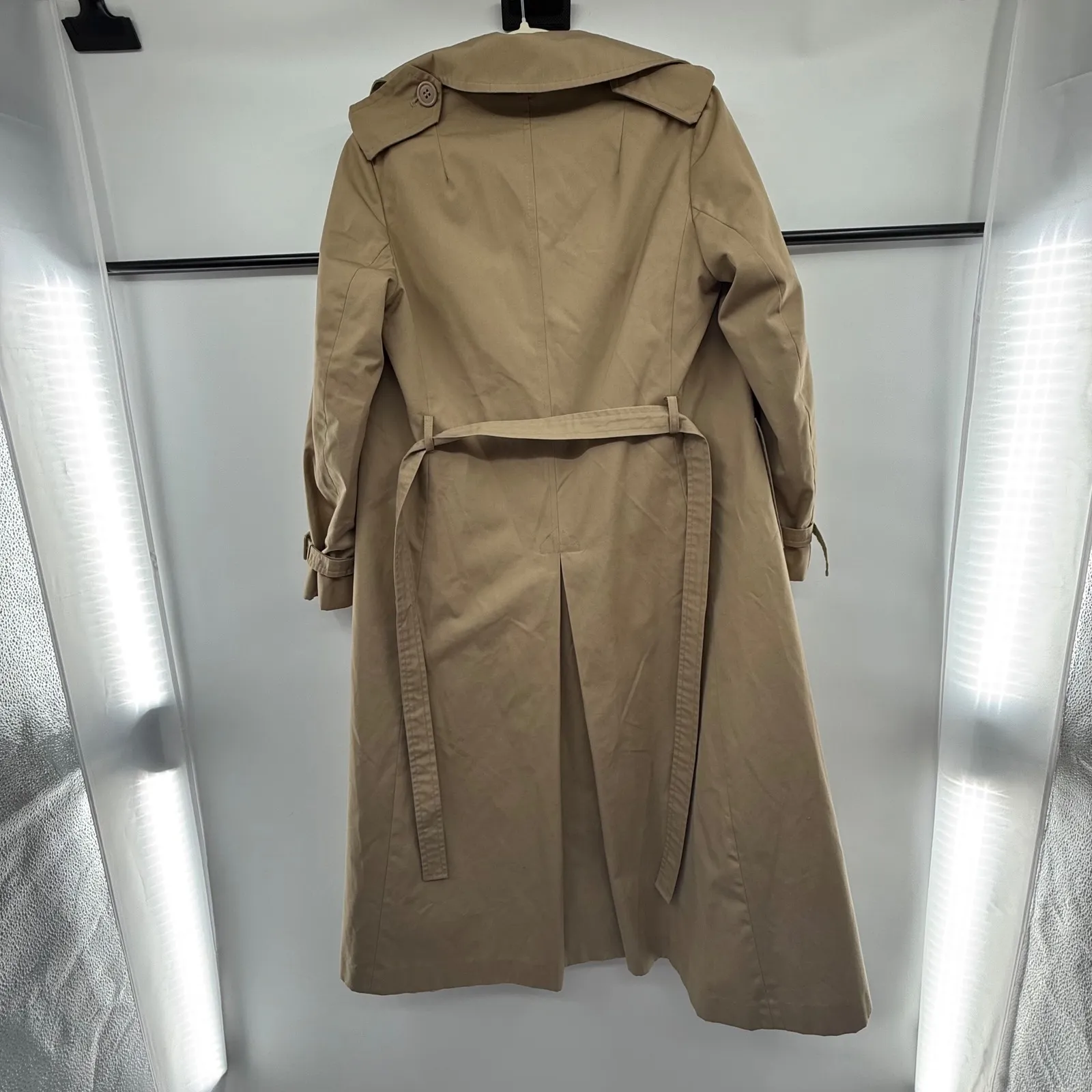Vintage Schlampf's Elliott Bass Trench Coat Womens 8 Tan Belted Wool Lined - Image 10