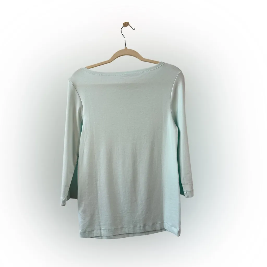 Amazon Essentials Aqua Blue Fitted Long Sleeve Tee‎ NWOT Green Size L - Image 2