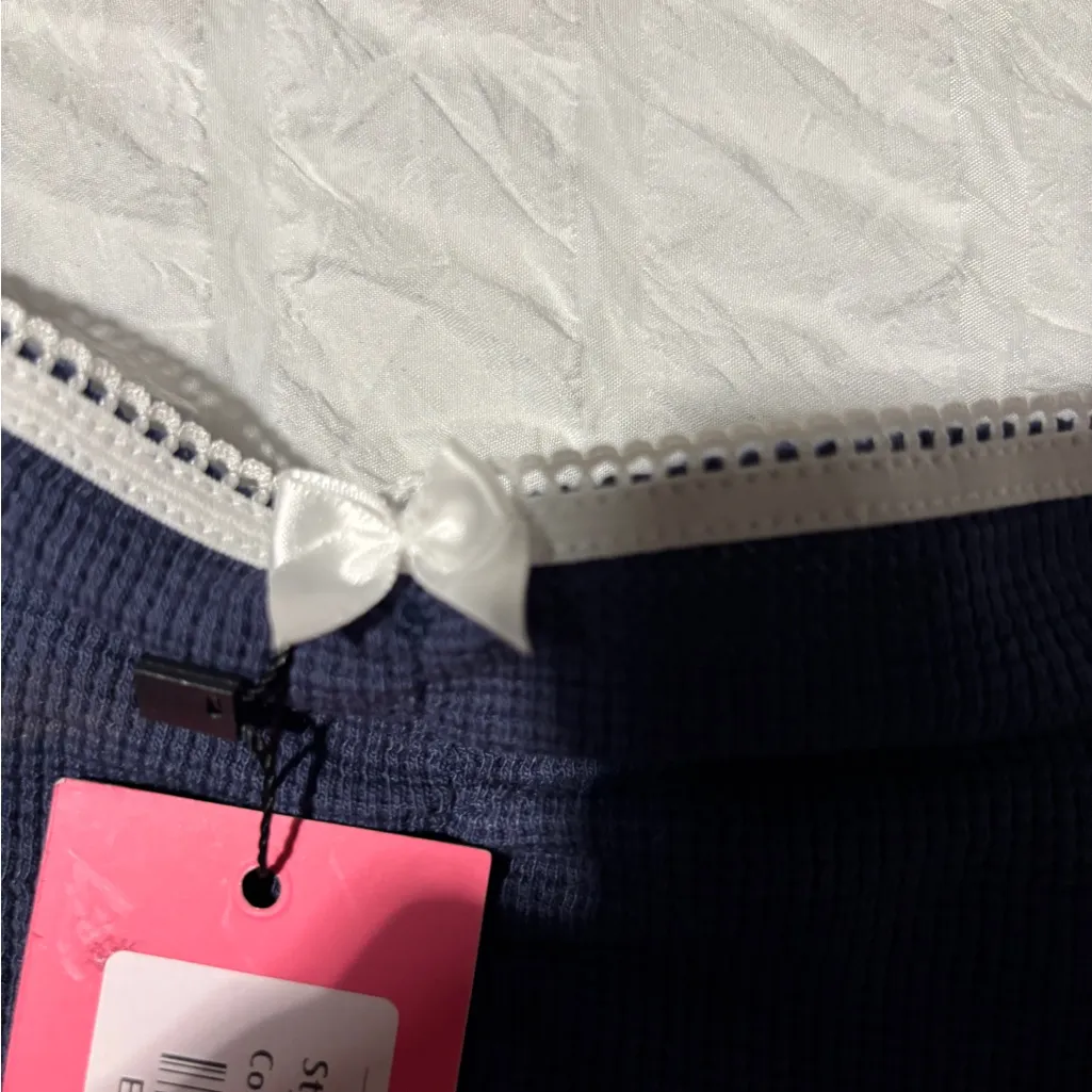 Edikted Dark Blue Textured Top - Image 3