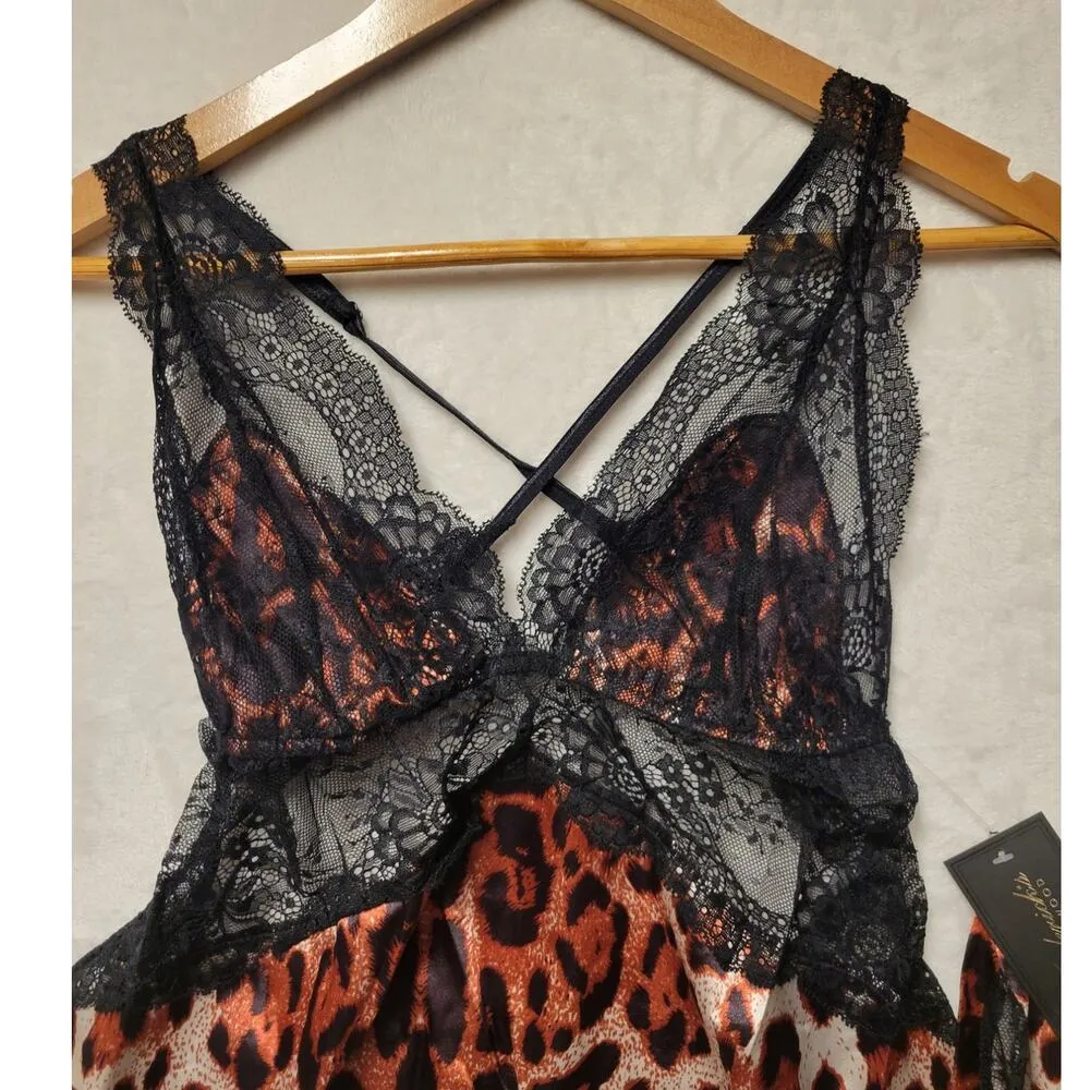 NWT Frederick's of Hollywood Rosalina Rose Cami & Shorts Leopard Print  - S - Image 4