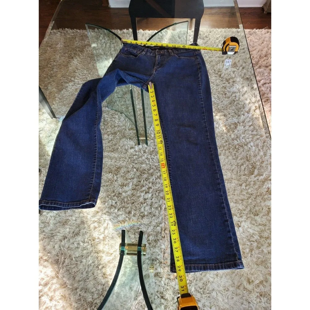 Lee Women Blue Denim Cotton Mid Rise Straight Fit Jeans Pant Size Medium - Image 11