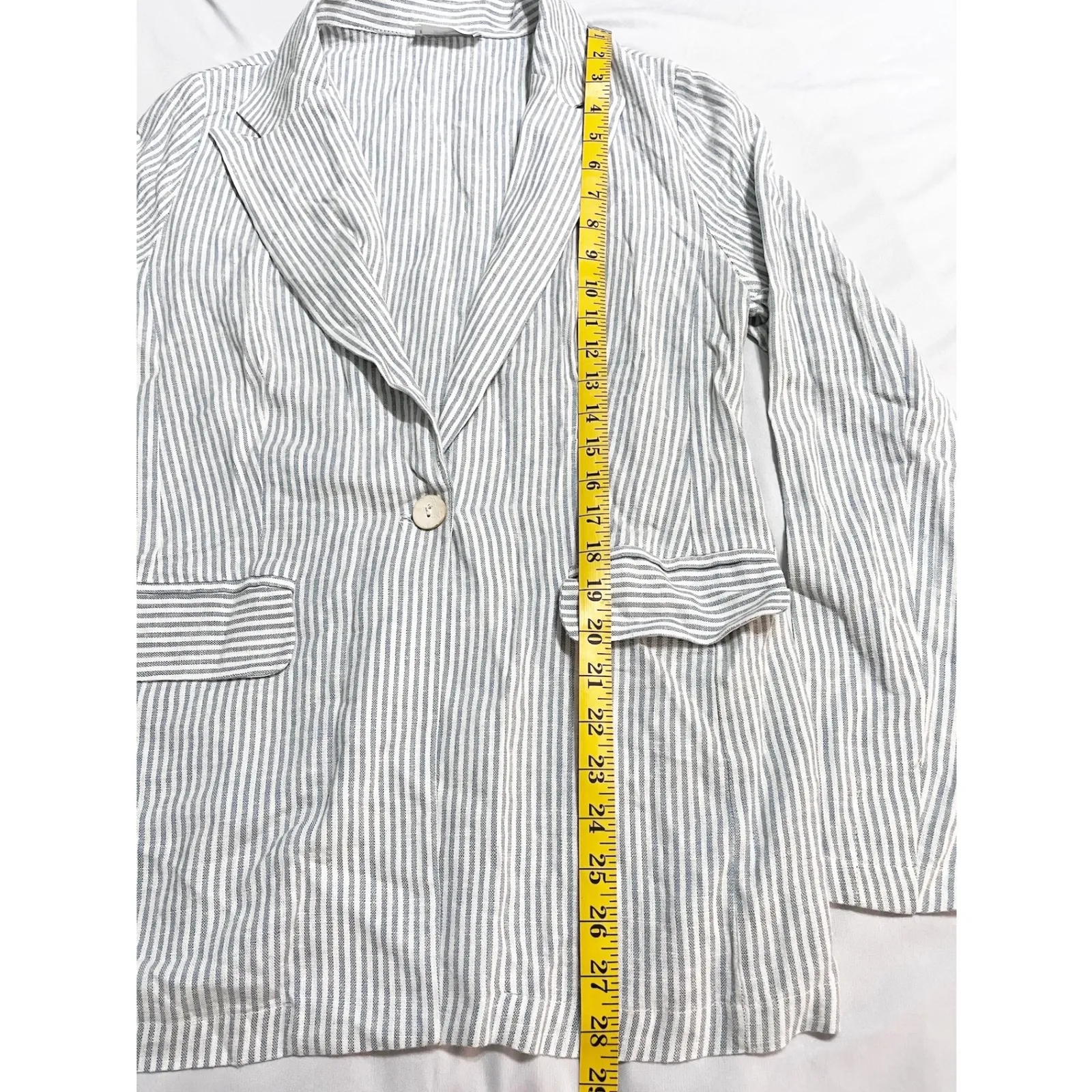Sage The Label Womens Johanne Striped Blazer Size‎ M Coastal Linen Blend Career - Image 10